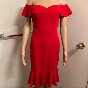 Red sweetheart neckline dress size :S